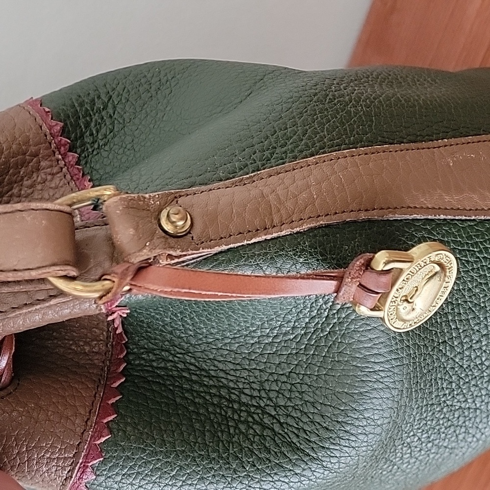 Dooney & Bourke Vintage Teton Drawstring Bucket Bag Green Drawstring - Picture 9 of 14
